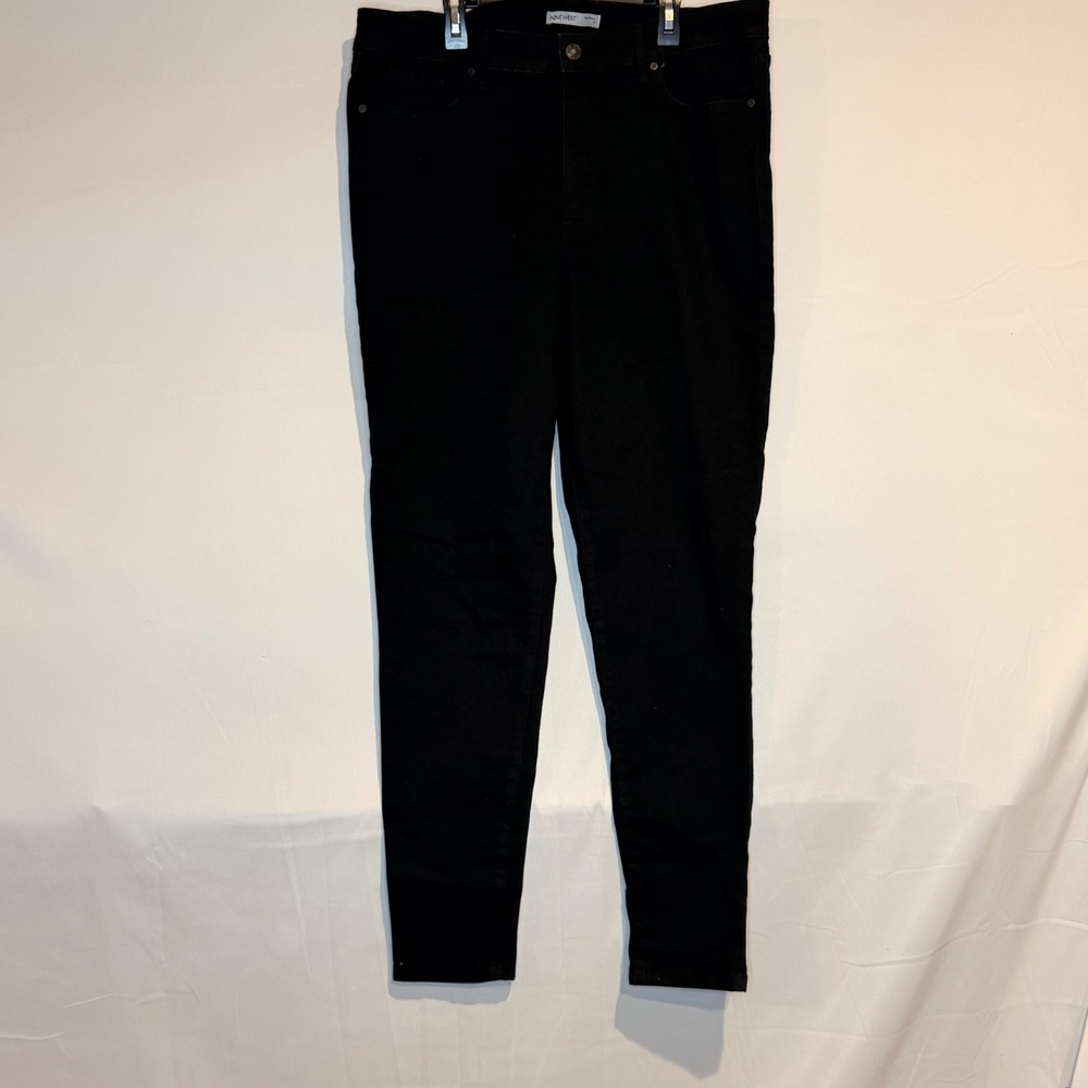 Nine West Womens Super Skinny Jeans Black High Rise Denim Size 14